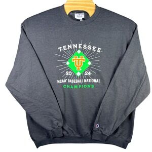 NWT Champion Tennessee Baseball Sweatshirt Men 2XL Gray‎ 2024 National Champions